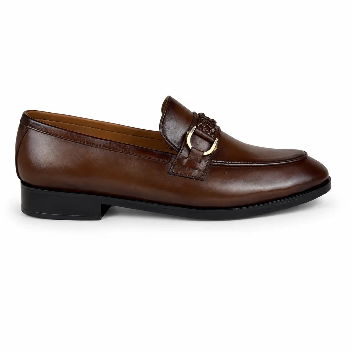 WOVEN BIT LEATHER LOAFER - BROWN