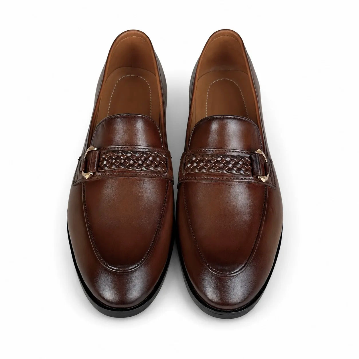 WOVEN BIT LEATHER LOAFER - BROWN