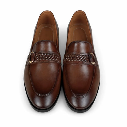 WOVEN BIT LEATHER LOAFER - BROWN
