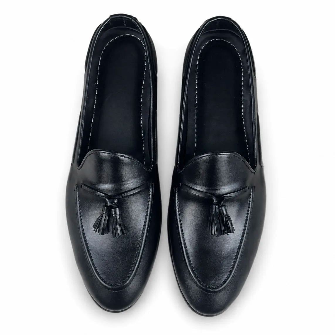 ITALIAN TESSEL LEATHER LOAFER - BLACK
