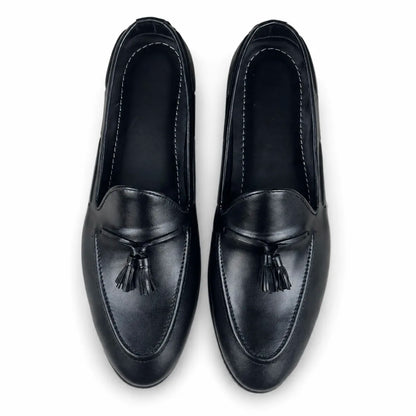ITALIAN TESSEL LEATHER LOAFER - BLACK
