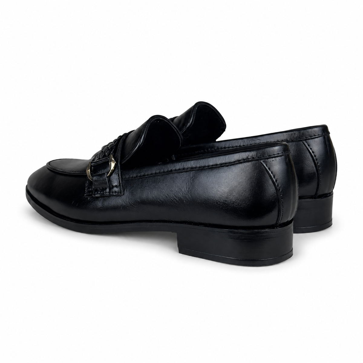 WOVEN BIT LEATHER LOAFER - BLACK