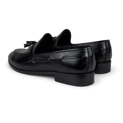 ITALIAN TESSEL LEATHER LOAFER - BLACK