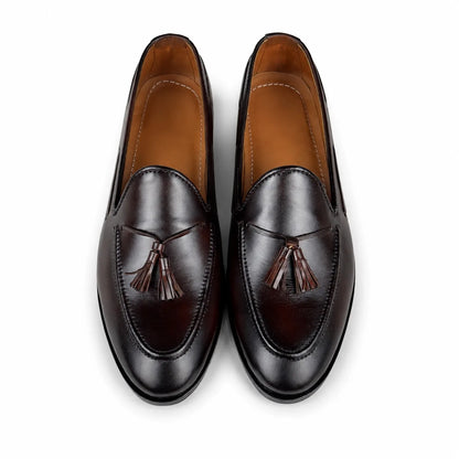 ITALIAN TESSEL LEATHER LOAFER - BROWN