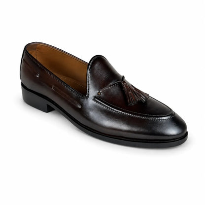 ITALIAN TESSEL LEATHER LOAFER - BROWN