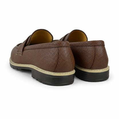 BROWN MILLED MEDICATED FORMAL LOAFER