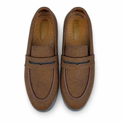 BROWN MILLED MEDICATED LOAFER