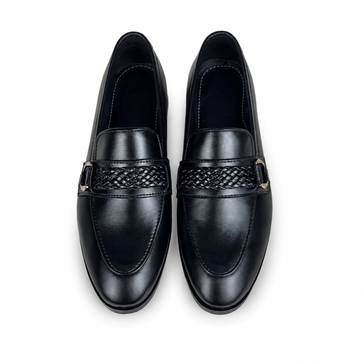 WOVEN BIT LEATHER LOAFER - BLACK