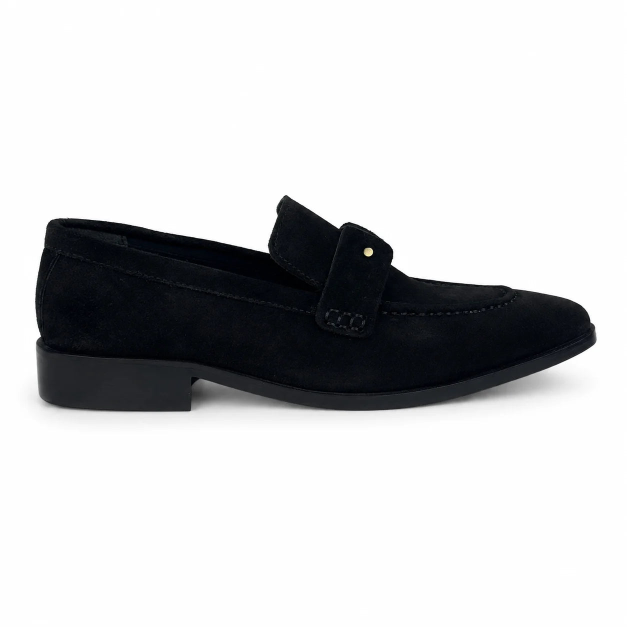 ITALIAN TOE SUEDE LEATHER LOAFER - BLACK