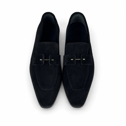 ITALIAN TOE SUEDE LEATHER LOAFER - BLACK