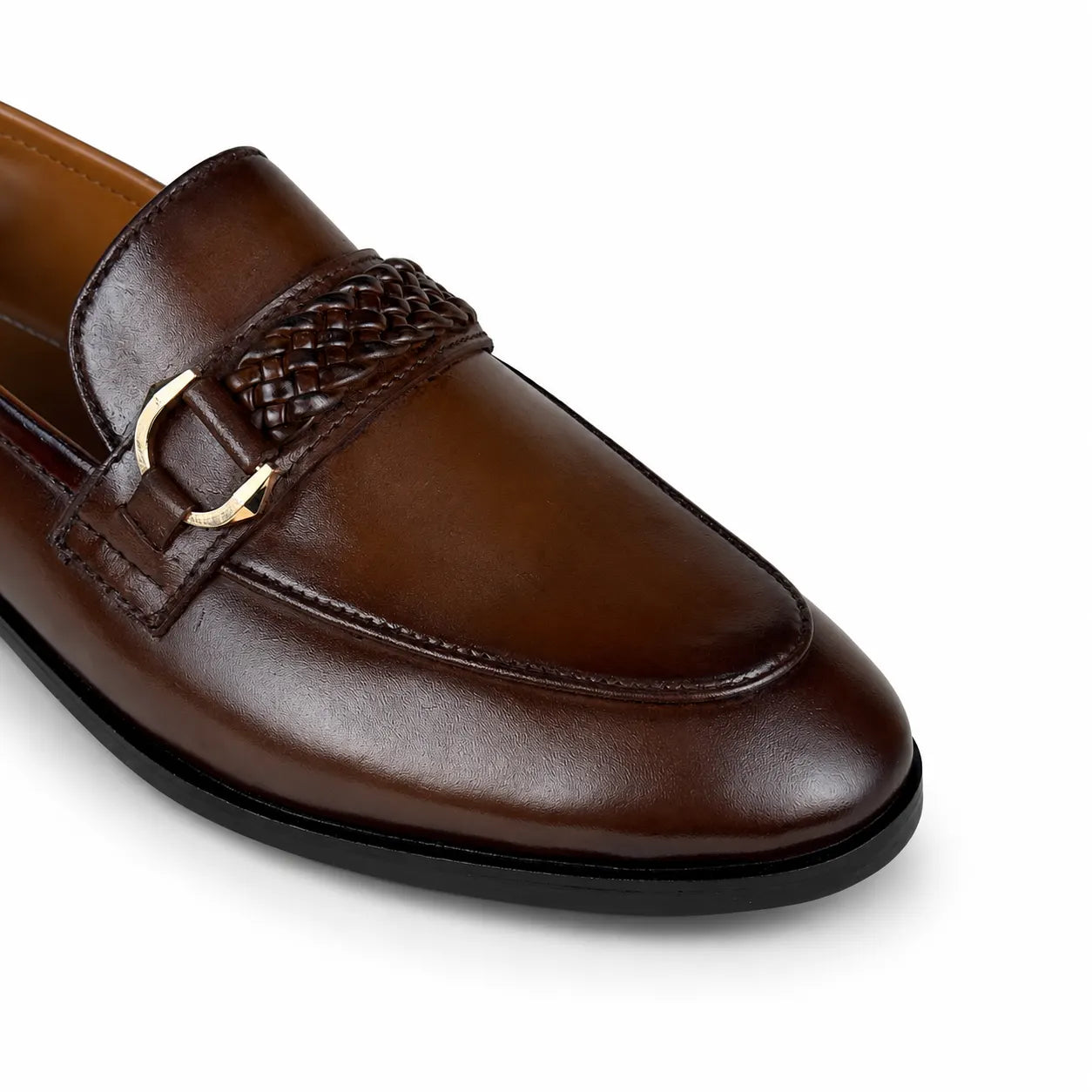 WOVEN BIT LEATHER LOAFER - BROWN