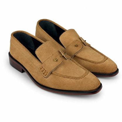 ITALIAN TOE SUEDE LEATHER LOAFER - WARM BEIGE