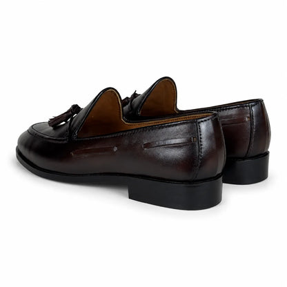 ITALIAN TESSEL LEATHER LOAFER - BROWN