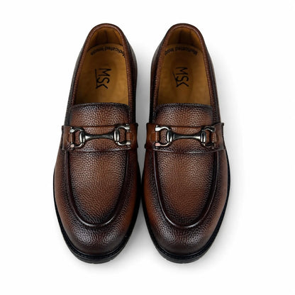 BROWN BIT MILLED FORMAL LOAFER