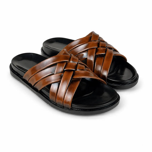BROWN LEATHER SLIPPER